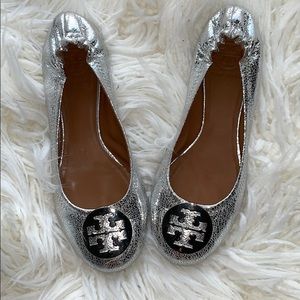 Women’s Tory Burch Silver Flats